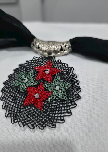 İğne oya detaylı uzun fular - Görsel 12