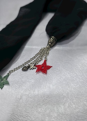 İğne oya detaylı uzun fular - Görsel 14