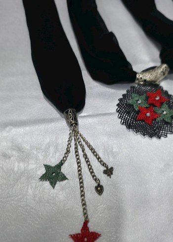 İğne oya detaylı uzun fular - Görsel 5