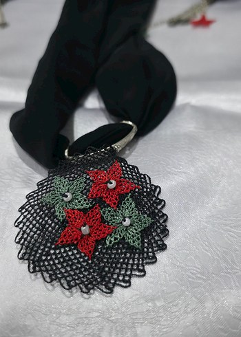 İğne oya detaylı uzun fular - Görsel 8