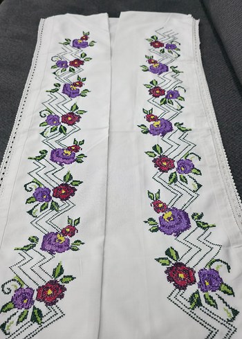 Çiçek Desenli kanaviçe elişi yastık - Görsel 8