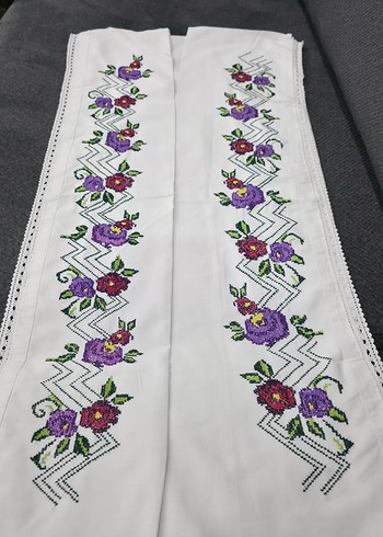 Çiçek Desenli kanaviçe elişi yastık - Görsel 9