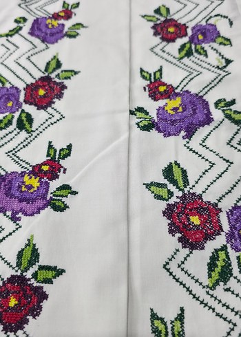 Çiçek Desenli kanaviçe elişi yastık - Görsel 2