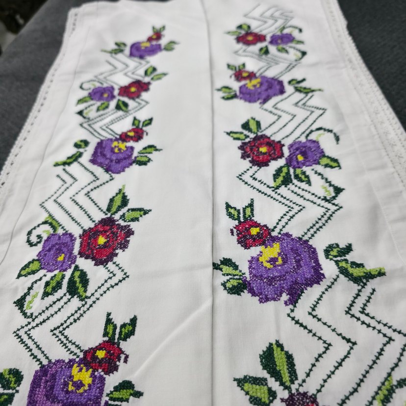 Çiçek Desenli kanaviçe elişi yastık - Görsel 3