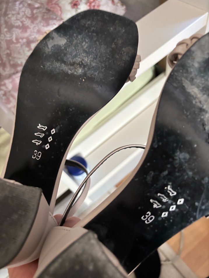 Beyaz Kadın Sandalet, Kemerli, Topuklu - Görsel 4