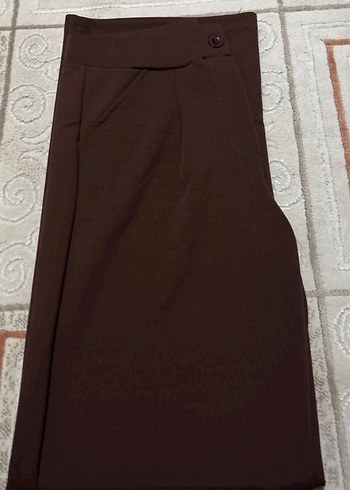 Düğmeli Kahverengi Kadın Kumaş Pantolon - Görsel 2