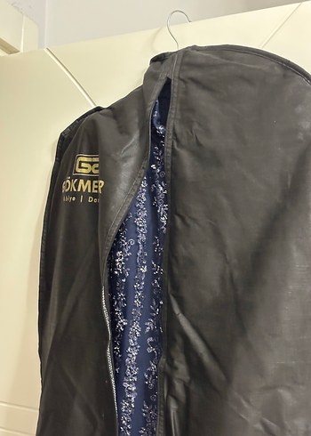 Lacivert Uzun Bohem Balıkçı Yaka abiye Elbise - Görsel 6