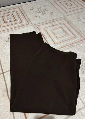 Kahverengi Kemerli Kadın palazzo Kumaş Pantolon - Görsel 3