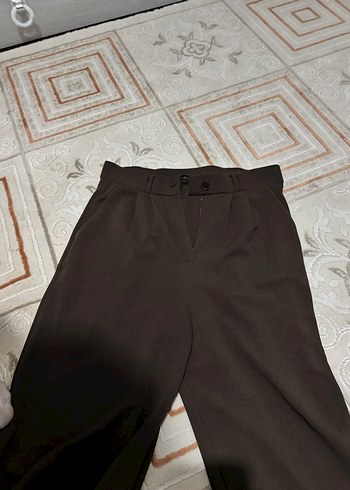 Kahverengi Kemerli Kadın palazzo Kumaş Pantolon - Görsel 2