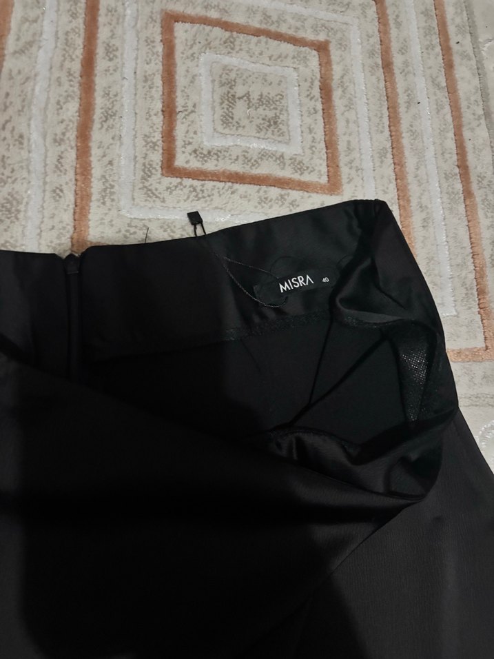 Drapeli Siyah Uzun Kadın Etek - Görsel 5