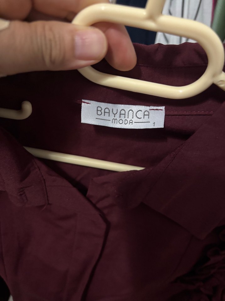 Bordo  etek üstü gömlek - Görsel 3