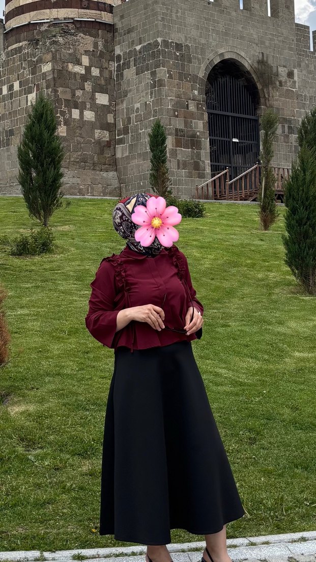 Bordo  etek üstü gömlek - Görsel 2