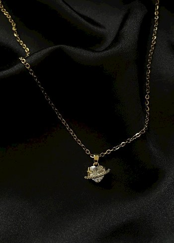 Gold Zincir Detaylı Midi Çelik Kadın Kolye