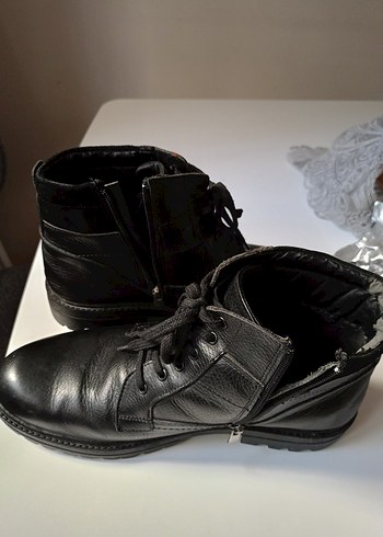 Erkek Siyah Bağcıklı deri Bot - Görsel 2