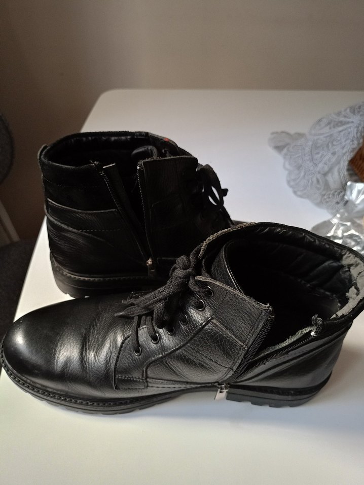 Erkek Siyah Bağcıklı deri Bot - Görsel 2