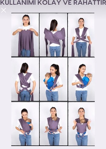 Gri Bebek Taşıma Slingi - Görsel 2