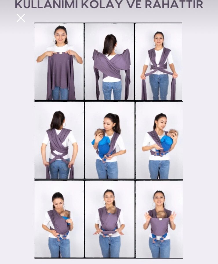 Gri Bebek Taşıma Slingi - Görsel 2