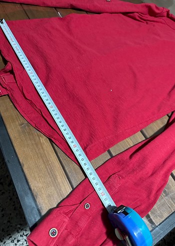 Zara Kırmızı %100Keten Erkek Gömlek - Görsel 7