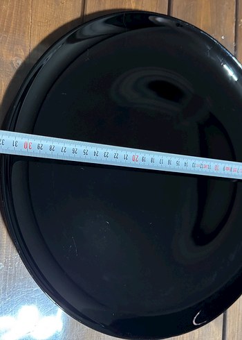Siyah Yuvarlak Parlak Sunum tabağı 33cm - Görsel 6