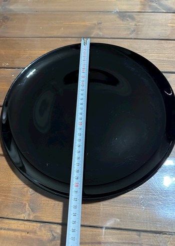 Siyah Yuvarlak Parlak Sunum tabağı 33cm - Görsel 2