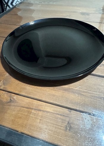 Siyah Yuvarlak Parlak Sunum tabağı 33cm - Görsel 3