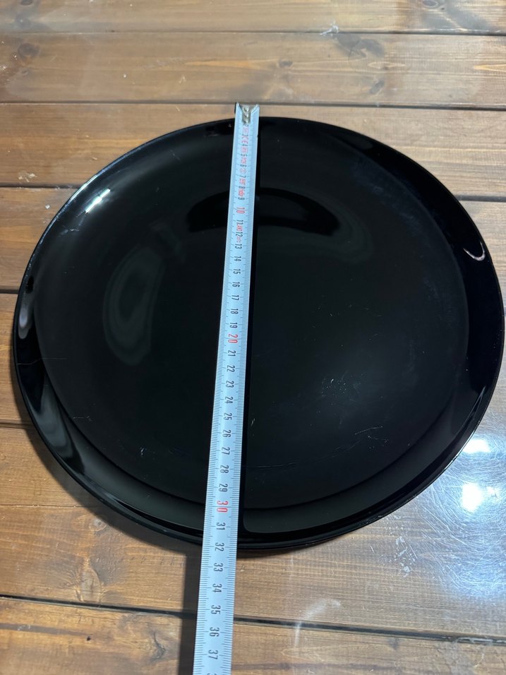 Siyah Yuvarlak Parlak Sunum tabağı 33cm - Görsel 2