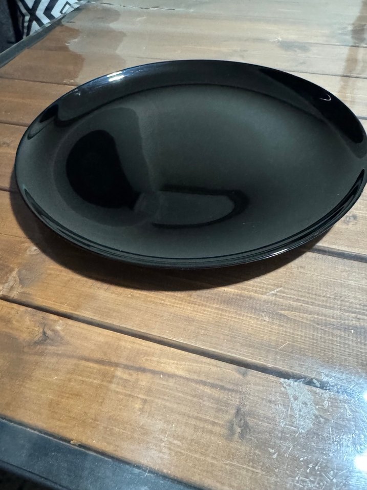 Siyah Yuvarlak Parlak Sunum tabağı 33cm - Görsel 3