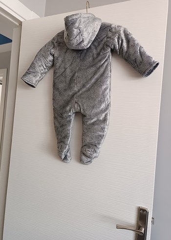 Gri Kapüşonlu Bebek Tulumu - Görsel 2