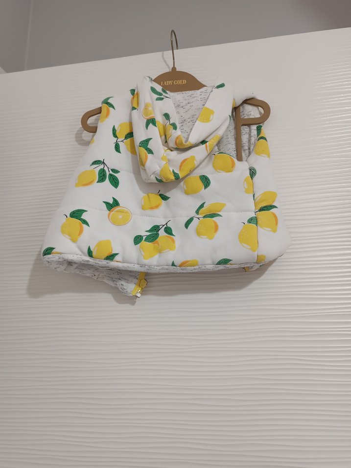 Kız Çocuk Sarı Baskılı Fermuarlı Yelek - Görsel 2