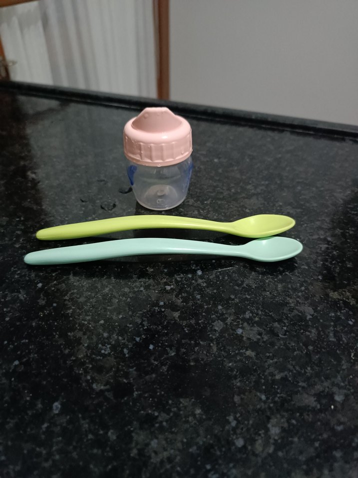 Pastel Pembe Bebek Biberonu ve Kaşık Seti - Görsel 2