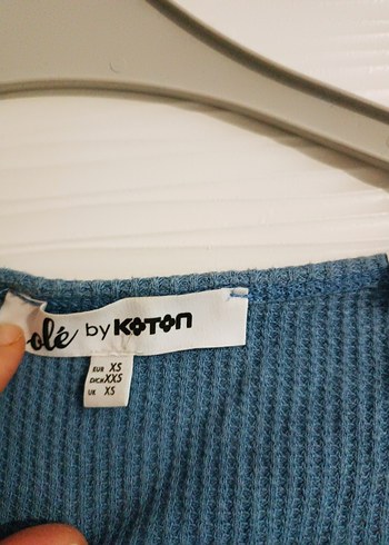 Düğmeli Mavi Uzun Kollu Crop Top - Görsel 2