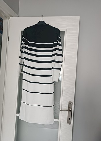 Çizgili Uzun Kollu Triko Elbise - Görsel 2