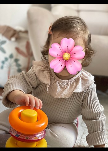 Bej Keten Kız Bluz - Pilili, Uzun Kollu - Görsel 4