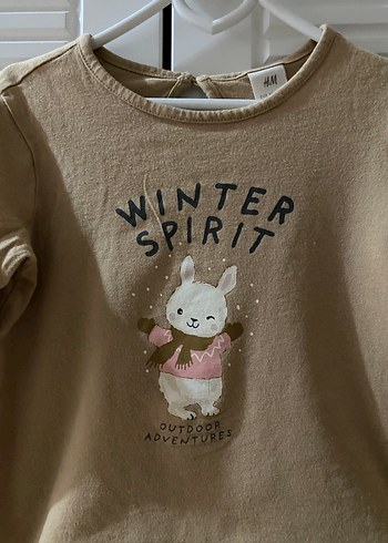 Kız Çocuk Bej Uzun Kollu Baskılı Tişört - Görsel 2
