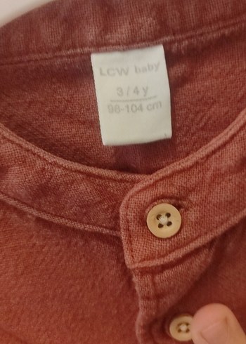 Erkek Çocuk kiremit rengi Düğmeli Keten Gömlek - Görsel 3