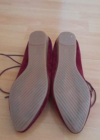 Diğer Bordo Süet Bağcıklı Kadın Babet