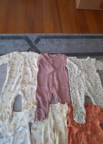 6 Ay Beden Kız bebek Çok Renkli Pamuklu Uzun Kollu Tulumlar