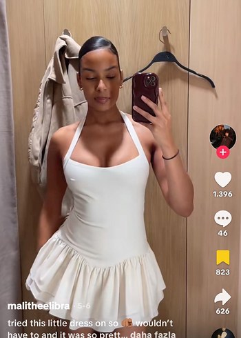 m Beden Zara Beyaz Mini Fırfırlı Elbise