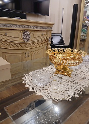 Altın Renkli İşlemeli Dekoratif Tabak - Görsel 8