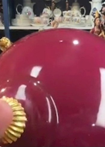 FRANSOZ PORSELENİ EL BOYAMA Bordo Renkli Çiçek Desenli Dekoratif - Görsel 4