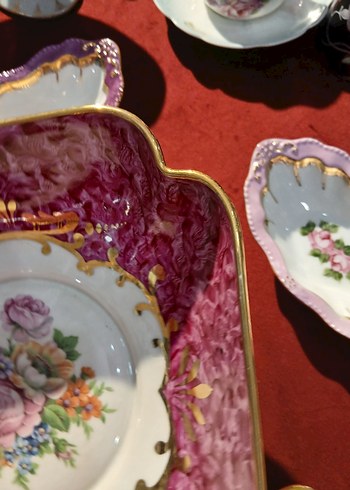 Limoges Pembe Desenli Klasik sunumluk ve 5 adet çerezlik - Görsel 16