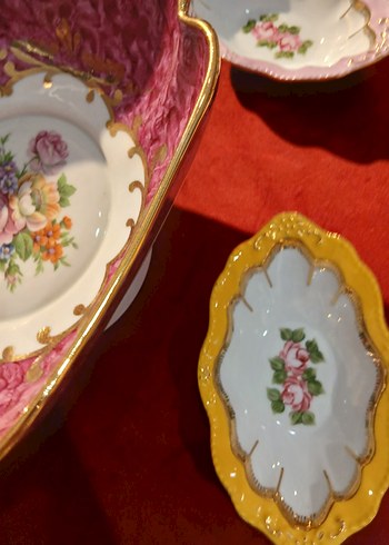 Limoges Pembe Desenli Klasik sunumluk ve 5 adet çerezlik - Görsel 12