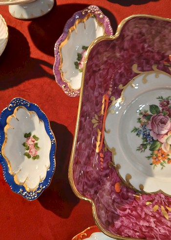 Limoges Pembe Desenli Klasik sunumluk ve 5 adet çerezlik - Görsel 13