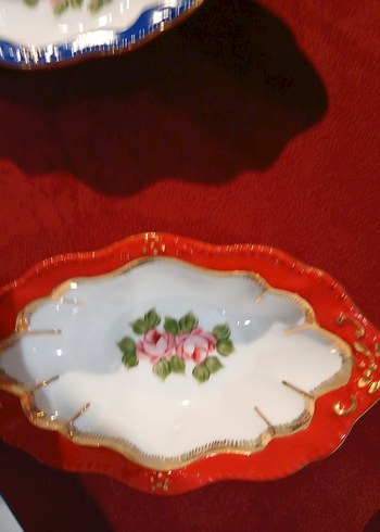 Limoges Pembe Desenli Klasik sunumluk ve 5 adet çerezlik - Görsel 4