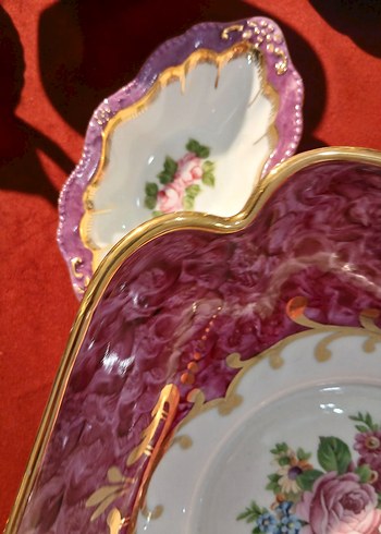 Limoges Pembe Desenli Klasik sunumluk ve 5 adet çerezlik - Görsel 3