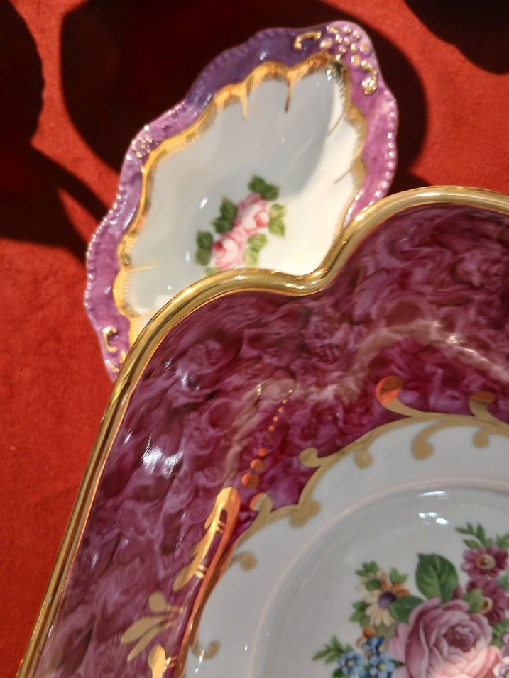 Limoges Pembe Desenli Klasik sunumluk ve 5 adet çerezlik - Görsel 3