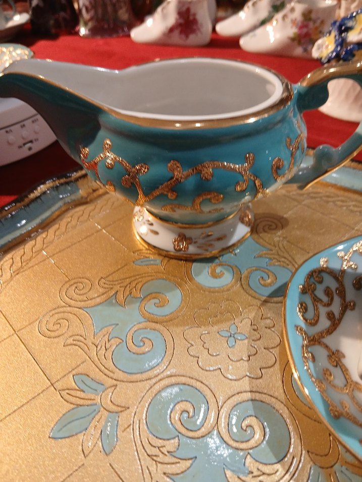 Kütayya Porselen Turkuaz Altın Detaylı Porselen Fincan Takımı - Görsel 3
