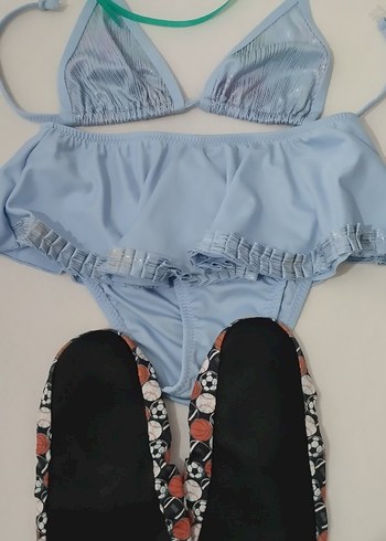 LC Waikiki Mavi Askılı Kız Çocuk Bikini ve Plaj Seti