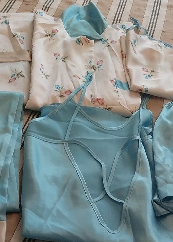 Diğer Bohem Mavi Uzun Askılı Kadın Pijama Takımı