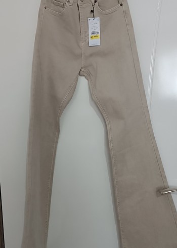 Bej İspanyol paça denim kot pantolon - Görsel 8